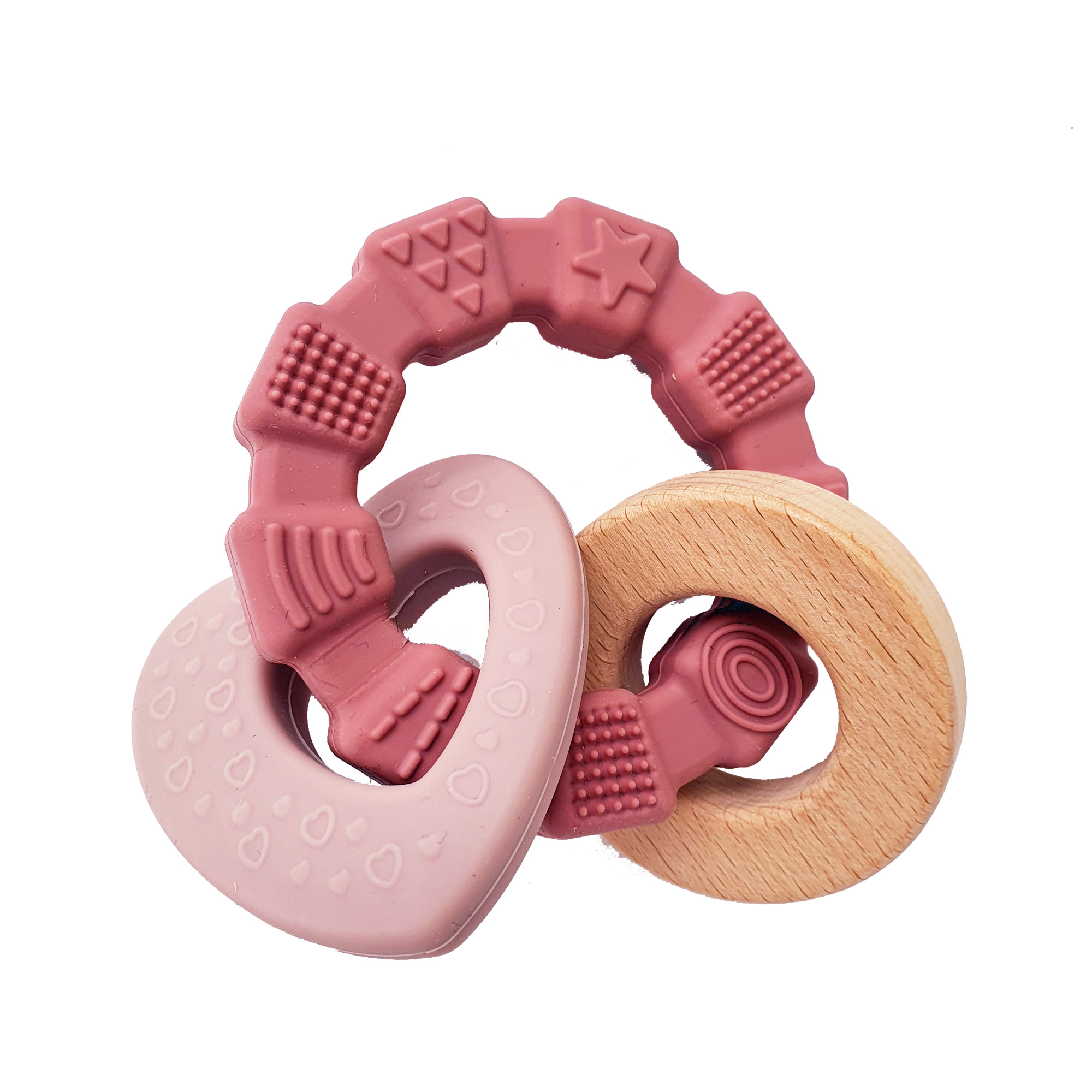 Teether toy heart pink Summerville organic