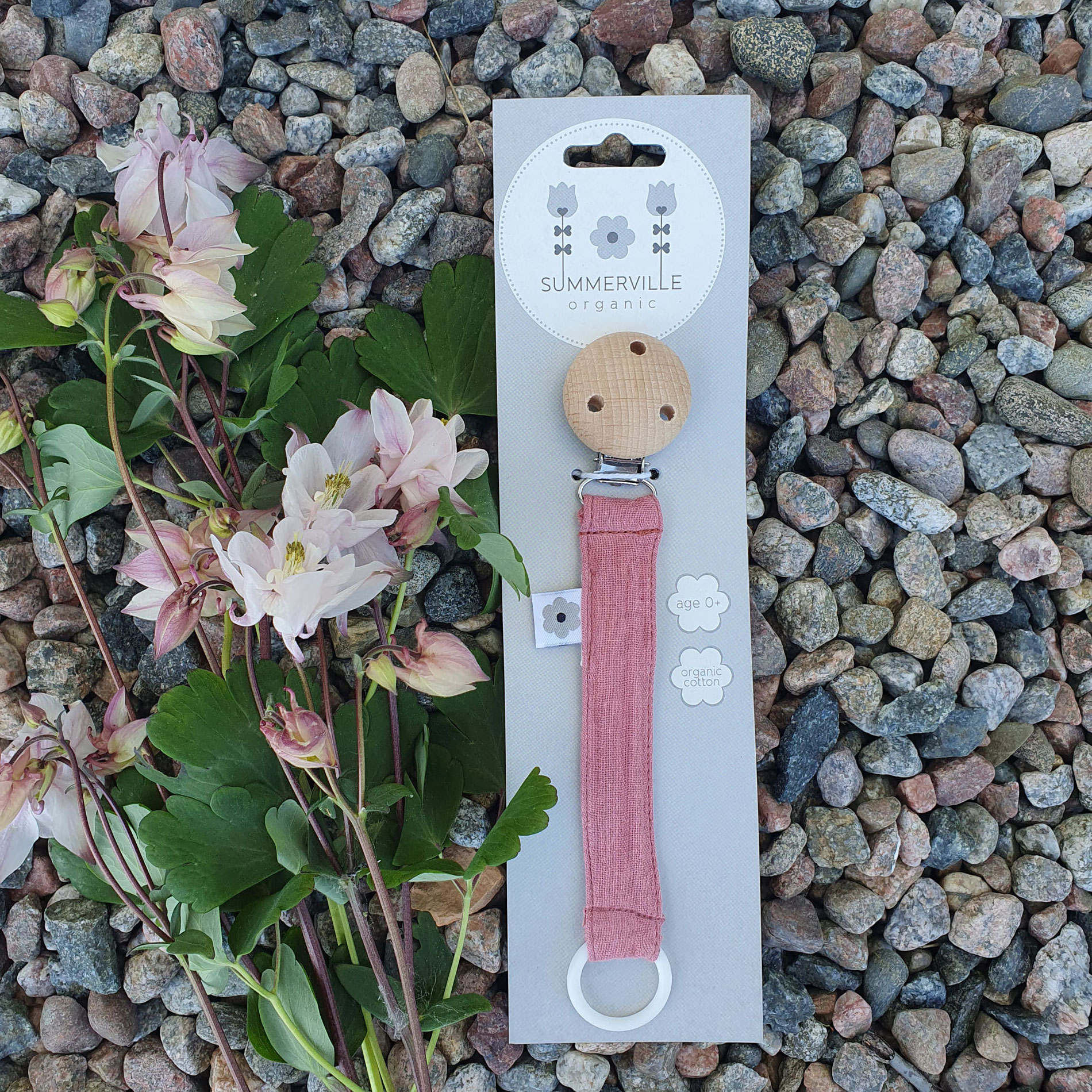 Pacifier clip muslin duty rose eco Summerville organic