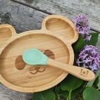 Kids bamboo tableware mouse cameo green