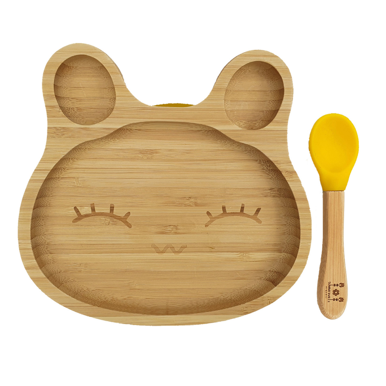 Kids bamboo tableware rabbit yellow