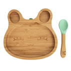 Kids bamboo tableware rabbit cameo green