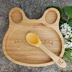 Kids bamboo tableware rabbit ochre