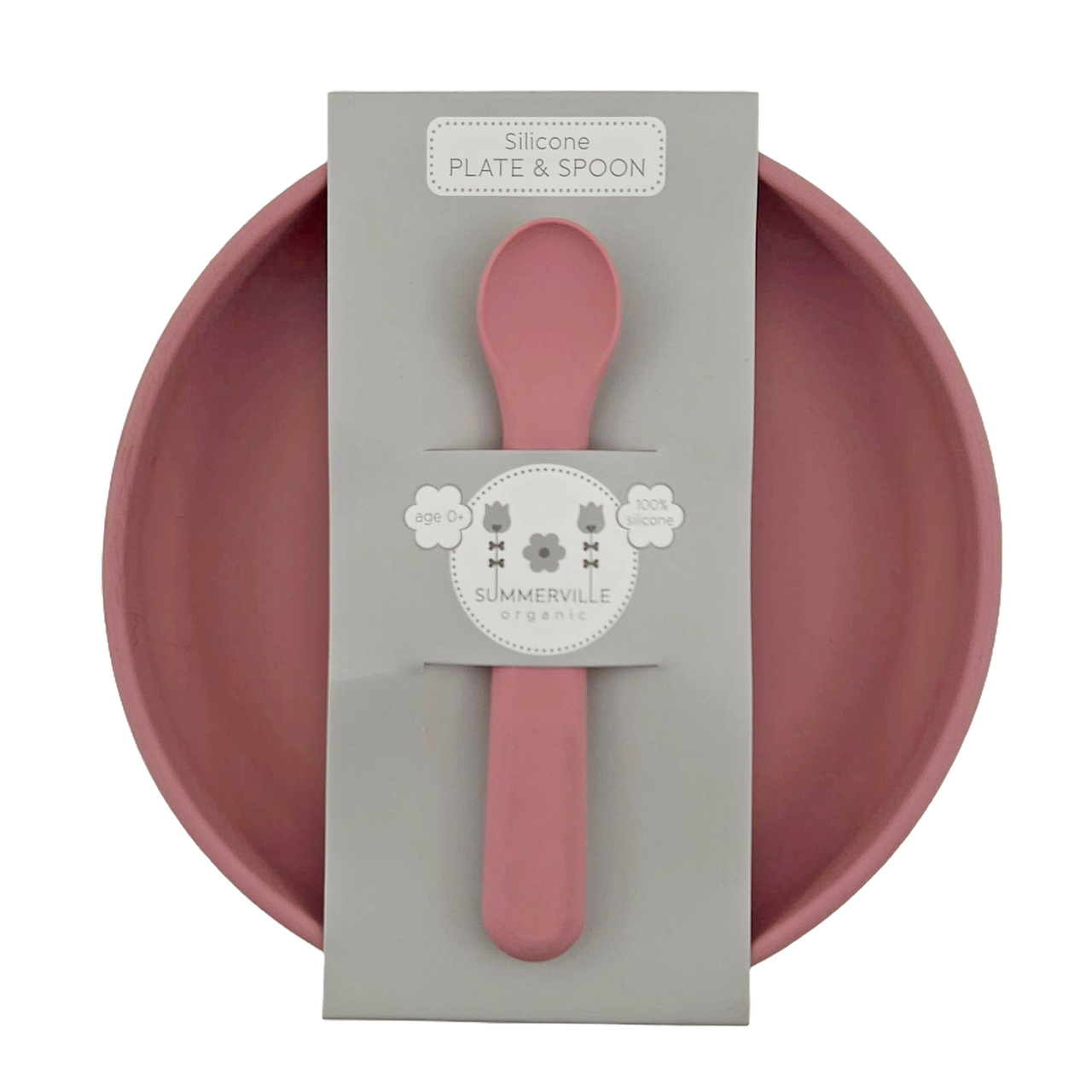 Plate and spoon silicone dusty rose