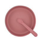 Plate and spoon silicone dusty rose