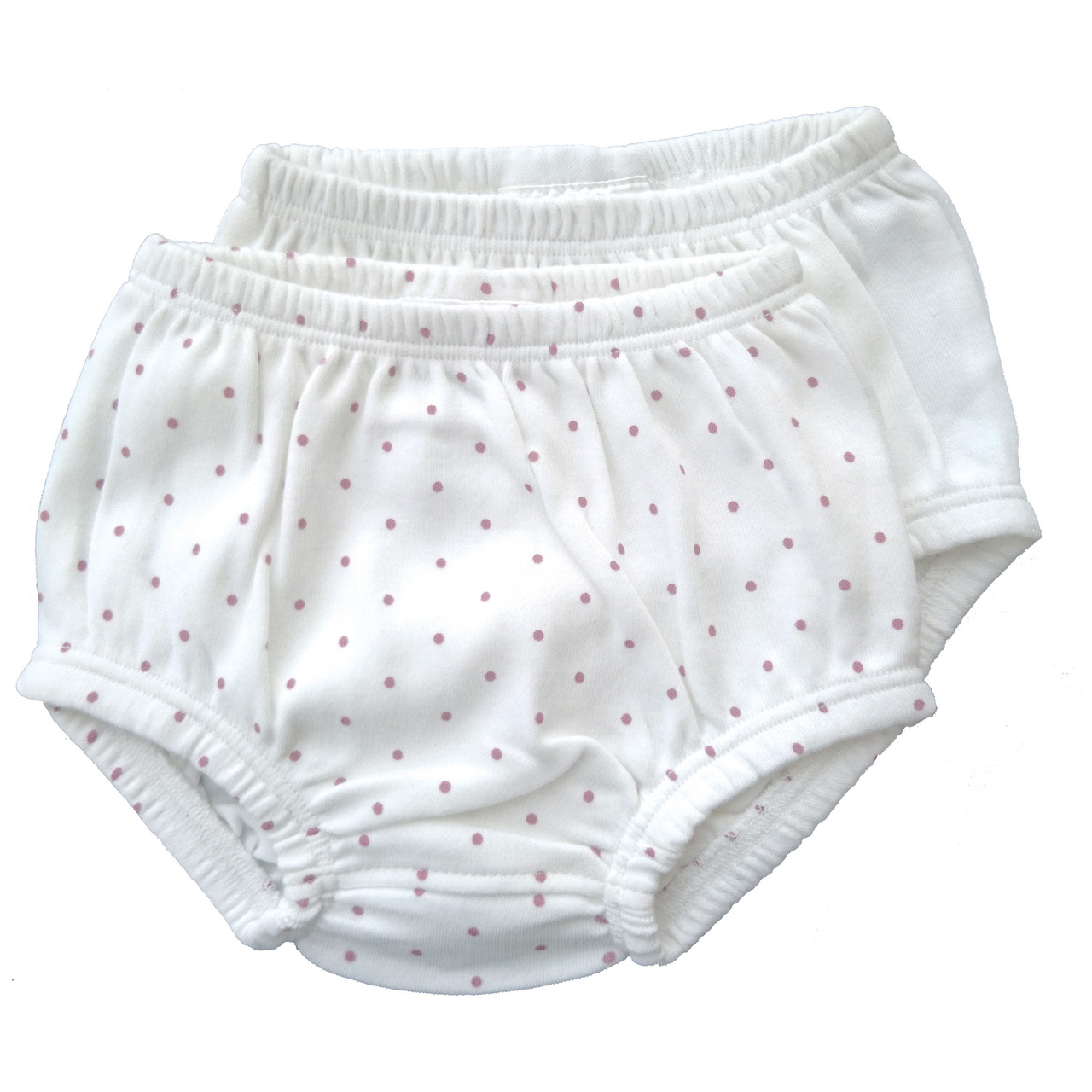 Bloomers pack of 2 white/pink dotty 0-3 months