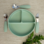 Plate divided silicone cameo green