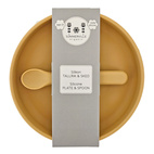 Plate and spoon silicone ochre
