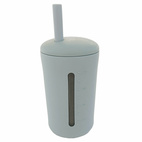 Mugg med sugrör sillikon 200 ml silver grey