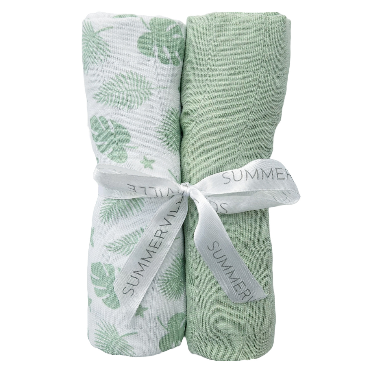 Muslin 2-pack tropical green GOTS