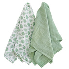 Muslin 2-pack tropical green GOTS