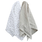 Muslin 2-pack petal silver grey GOTS