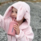 Mugg med sugrör silikon 200 ml dusty rose