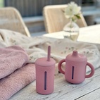 Mugg med sugrör silikon 200 ml dusty rose