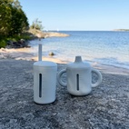 Mugg med sugrör sillikon 200 ml silver grey