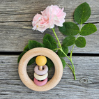 Wooden Ring Rattle Ochre