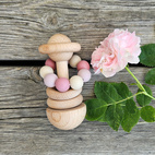 Wooden Rattle Silicone Beads Rose