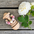 Wooden Rattle Silicone Beads Rose