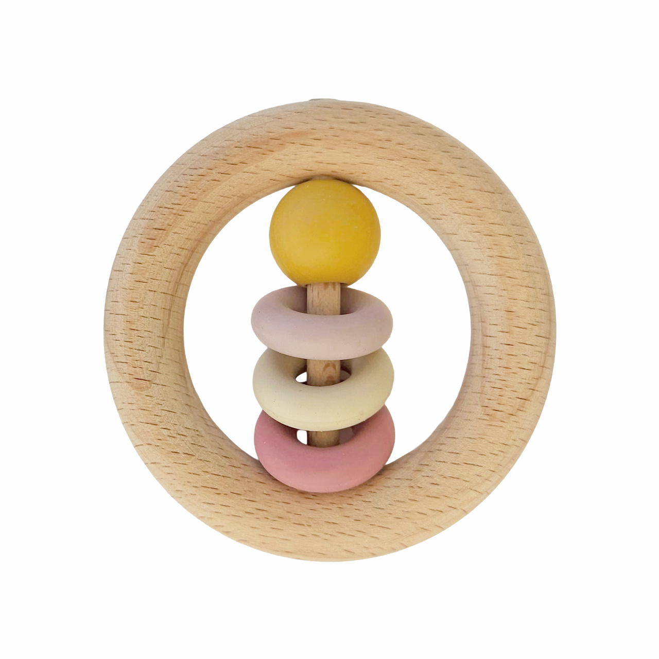 Wooden Ring Rattle Ochre