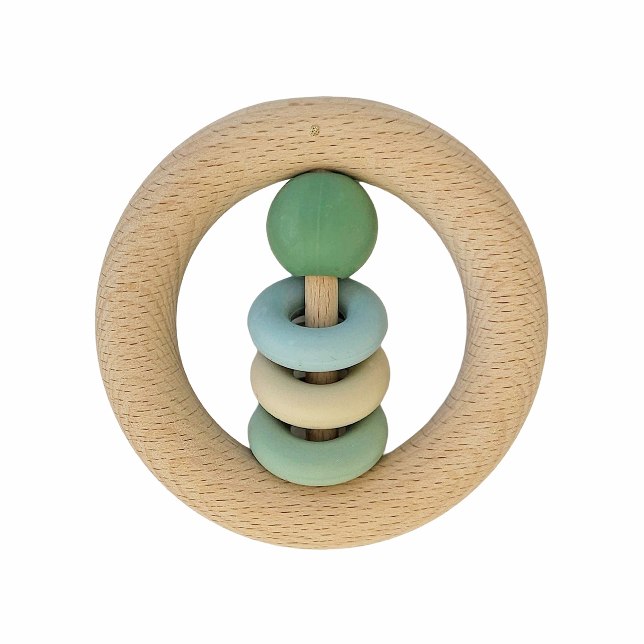 Wooden Ring Rattle Green