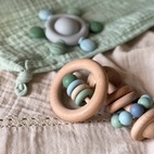 Wooden Ring Rattle Green