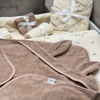 Hooded towel rabbit warm taupe GOTS