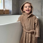 Bath robe warm taupe 74/80 GOTS