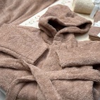 Bath robe warm taupe 134/140 GOTS
