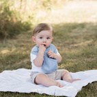 Bib dusty blue dotty