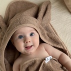 Hooded towel rabbit warm taupe GOTS