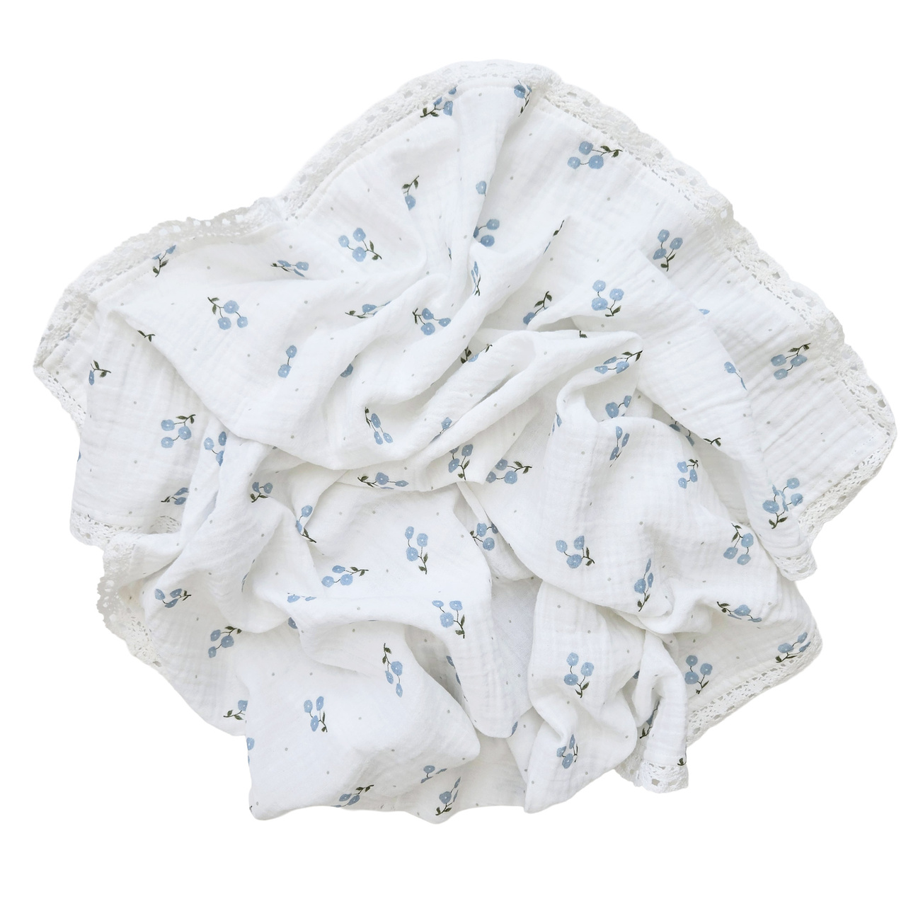 Crinkle blanket lace bluebell GOTS