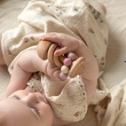 Wooden Rattle Silicone Beads Rose