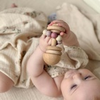 Wooden Rattle Silicone Beads Rose