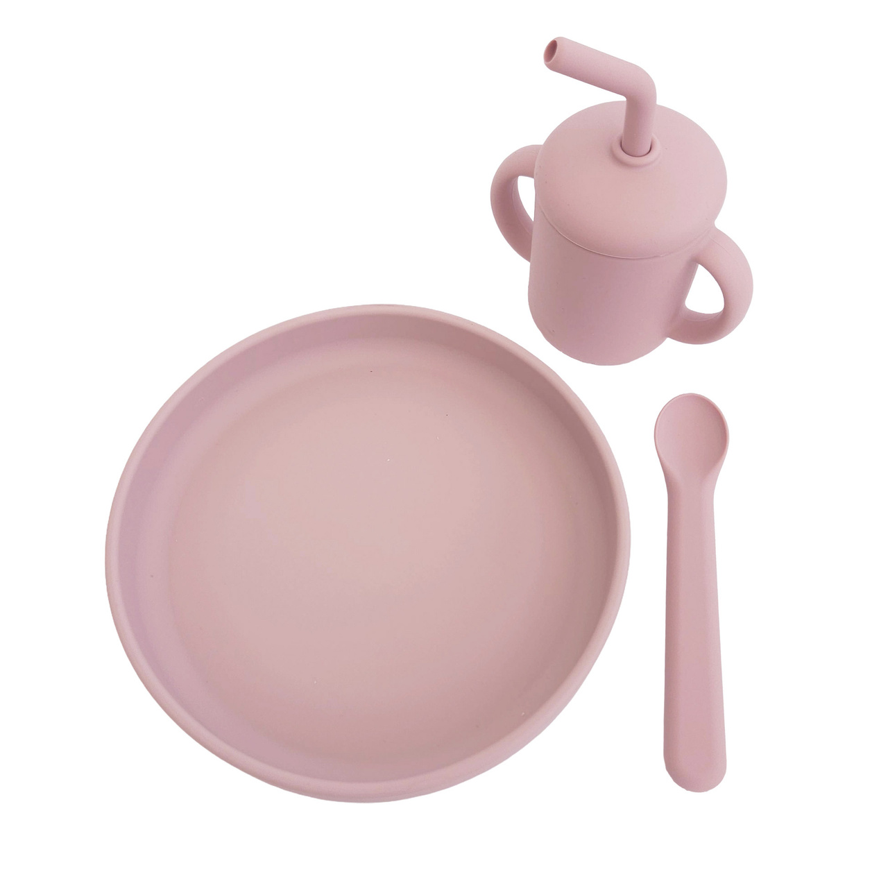 Feeding set 3 pcs silicone pale mauve