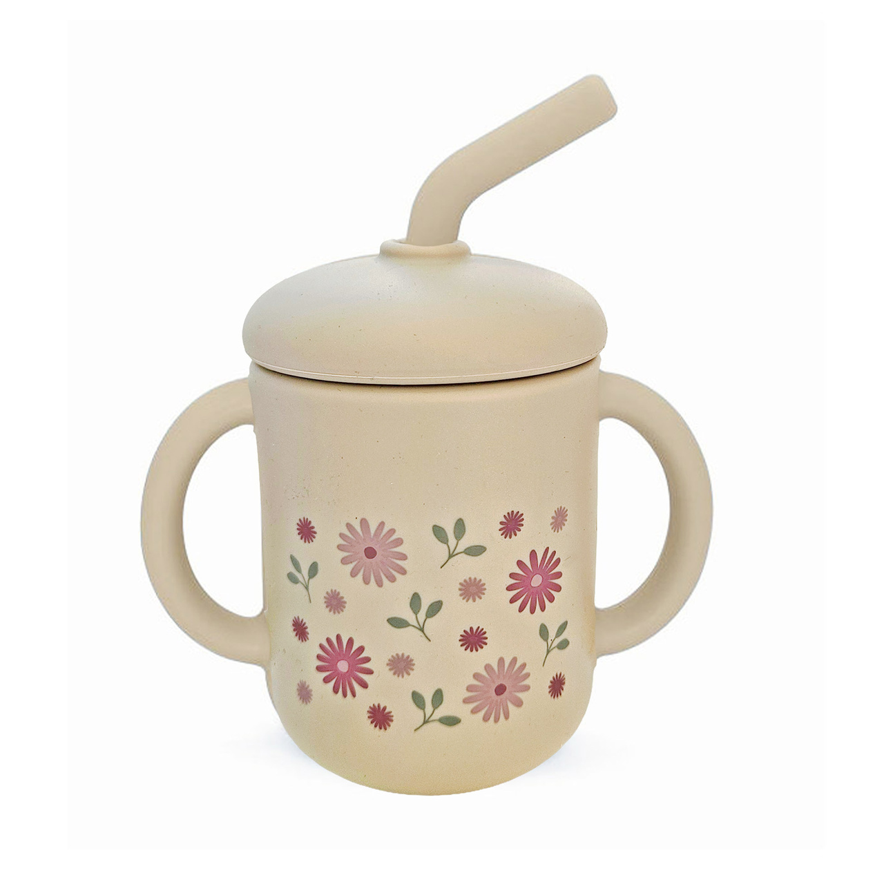 Mugg med sugrör silikon sandshell flowers