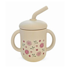 Cup with straw silicone sandshell flowers