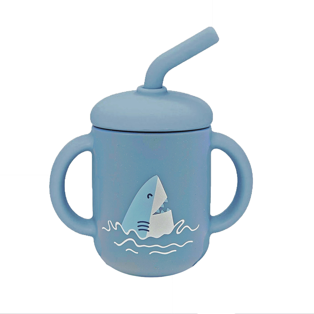 Mugg med sugrör silikon stone blue ocean