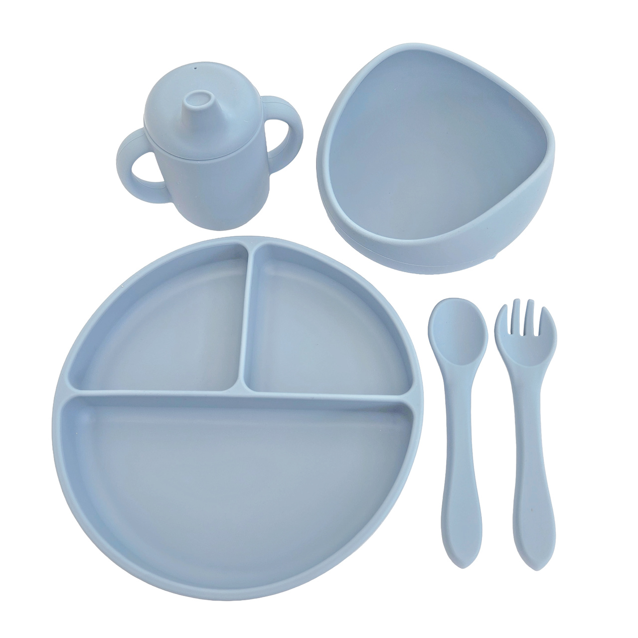 Feeding set 5 pcs  silicone cloud blue