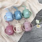 Cup with straw silicone dusty rose ocean