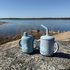 Cup with straw silicone cloud blue ocean