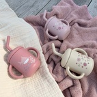 Cup with straw silicone dusty rose ocean