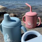 Cup with straw silicone dusty rose ocean