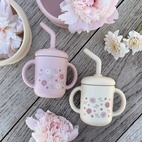 Mugg med sugrör silikon sandshell flowers