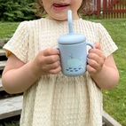 Cup with straw silicone cloud blue ocean