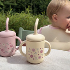 Mugg med sugrör silikon sandshell flowers
