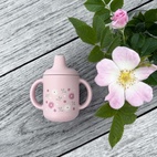 Sippy cup silicone pale mauve flowers