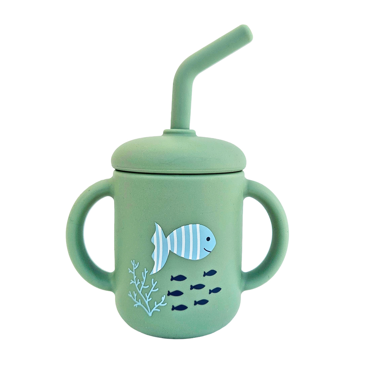 Mugg med sugrör silikon cameo green ocean