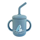 Cup with straw silicone stone blue ocean