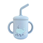 Cup with straw silicone cloud blue ocean