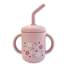 Mugg med sugrör silikon pale mauve flowers