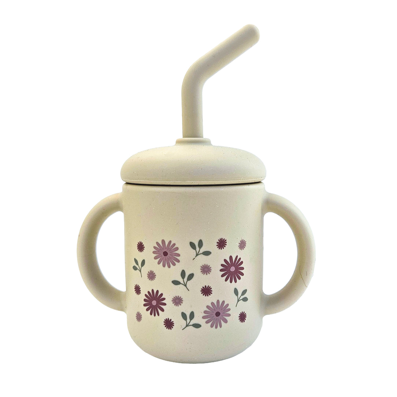 Mugg med sugrör silikon sandshell flowers